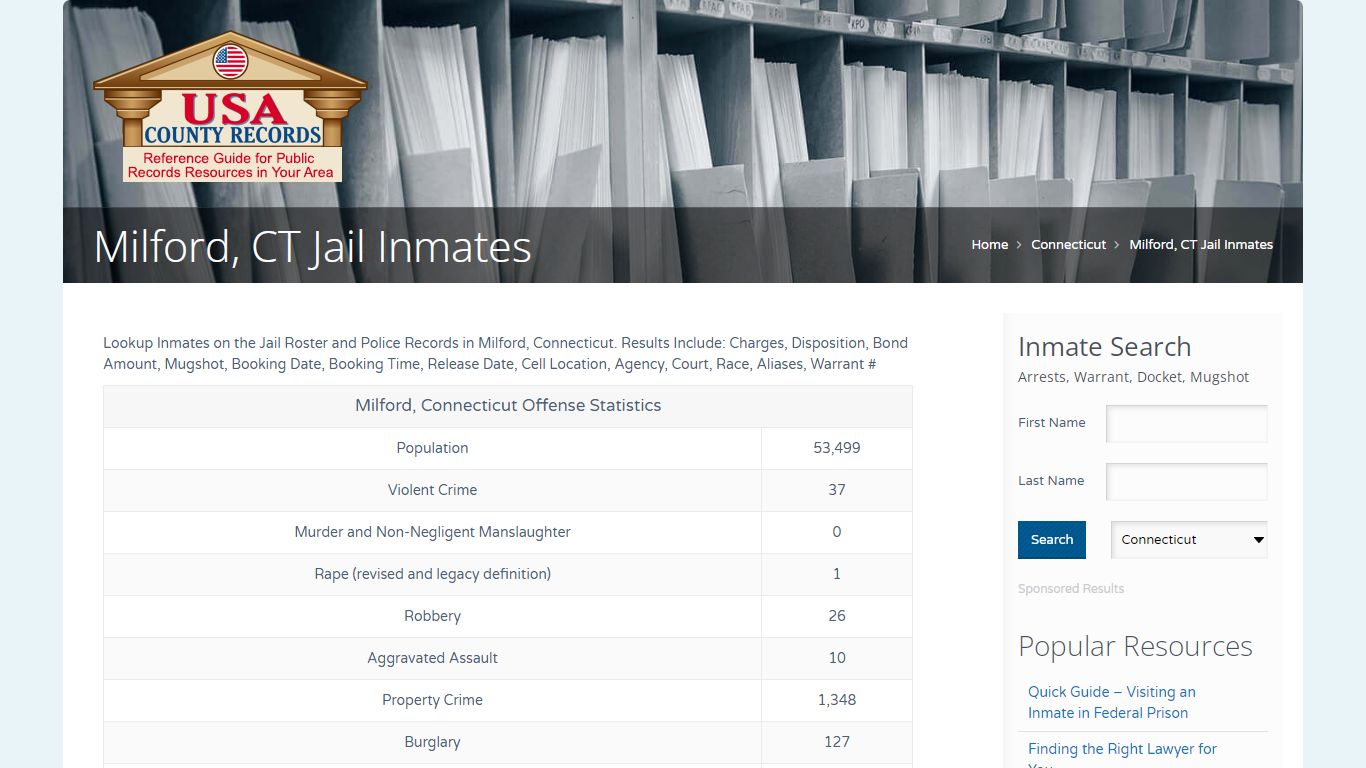 Milford, CT Jail Inmates | Name Search